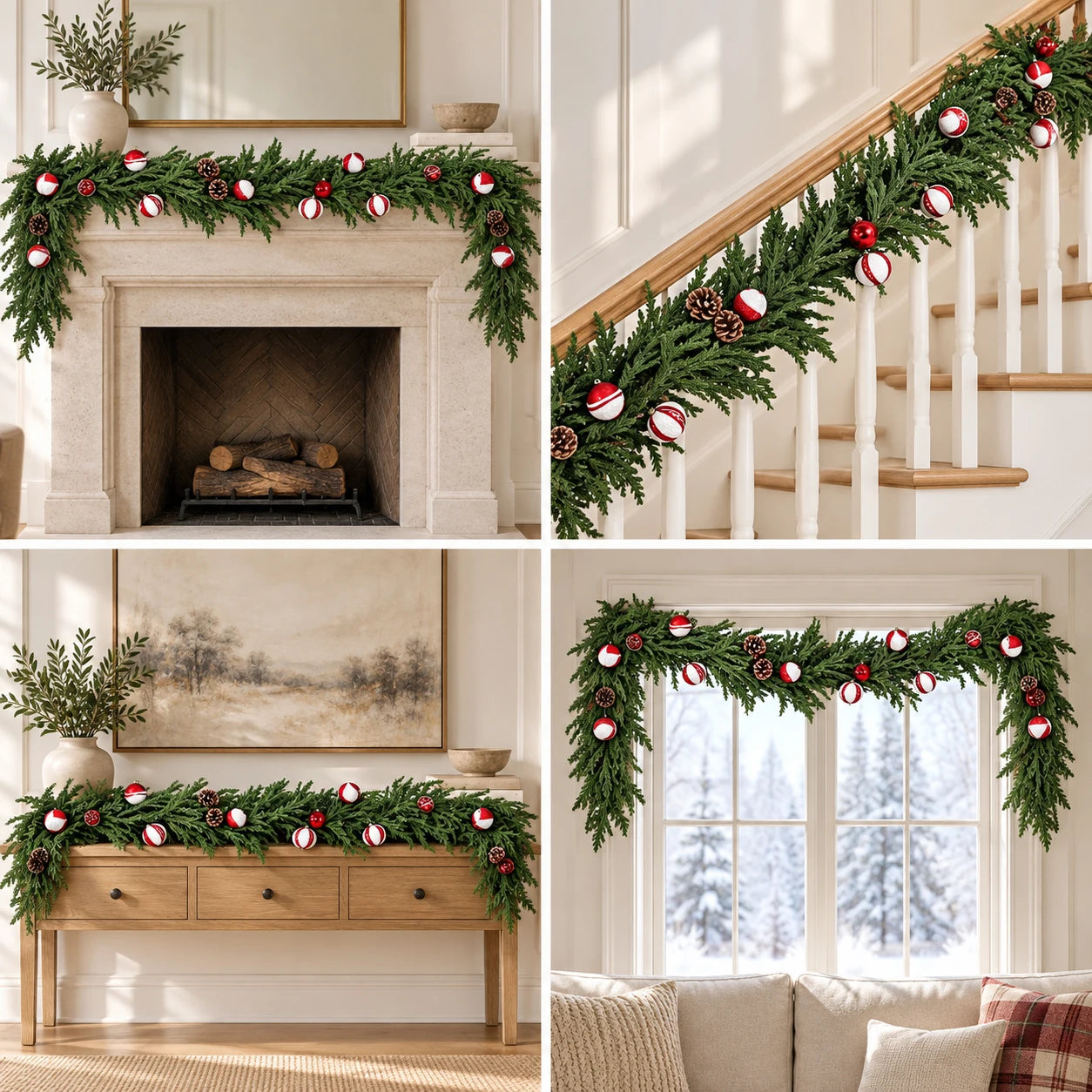 ANIXOL Artificial Cedar Garland — Realistic Faux Evergreen Holiday Decor