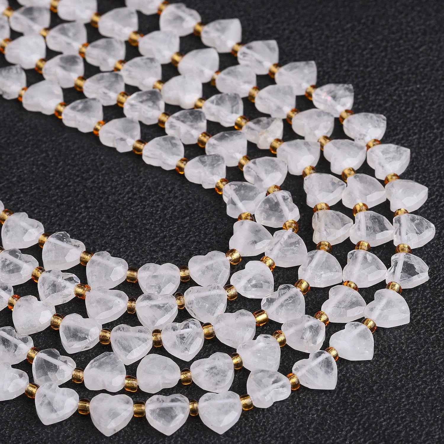 Natural Faceted Heart Stone Beads — DIY Jewelry Making Supplies, 8mm