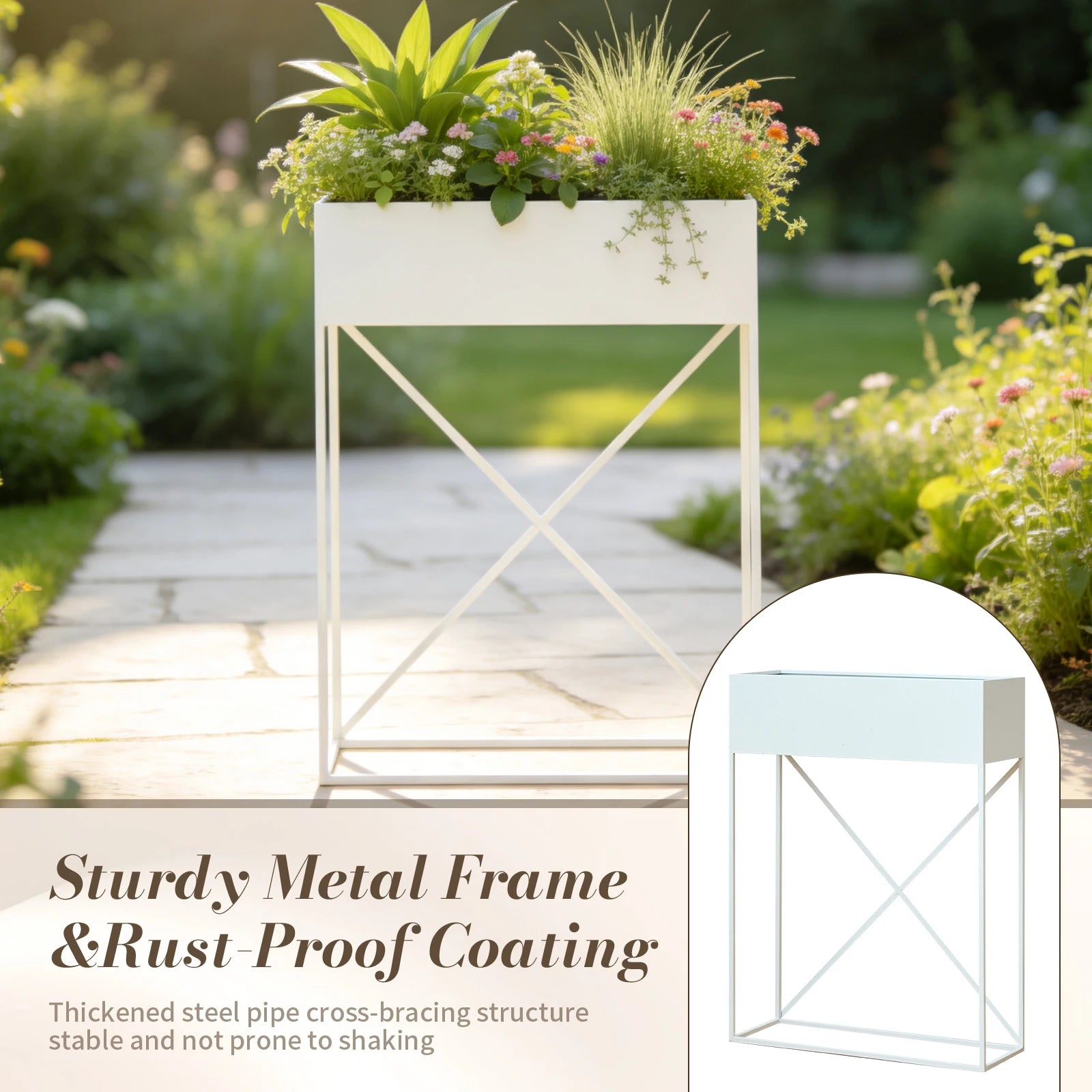 3-Piece Metal Raised Garden Bed — Elevated Tiered Planter with Legs