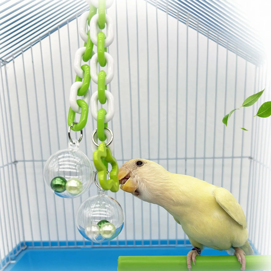Colorful Bead Hanging Bird Toy — Interactive Climbing & Chewing Accessory