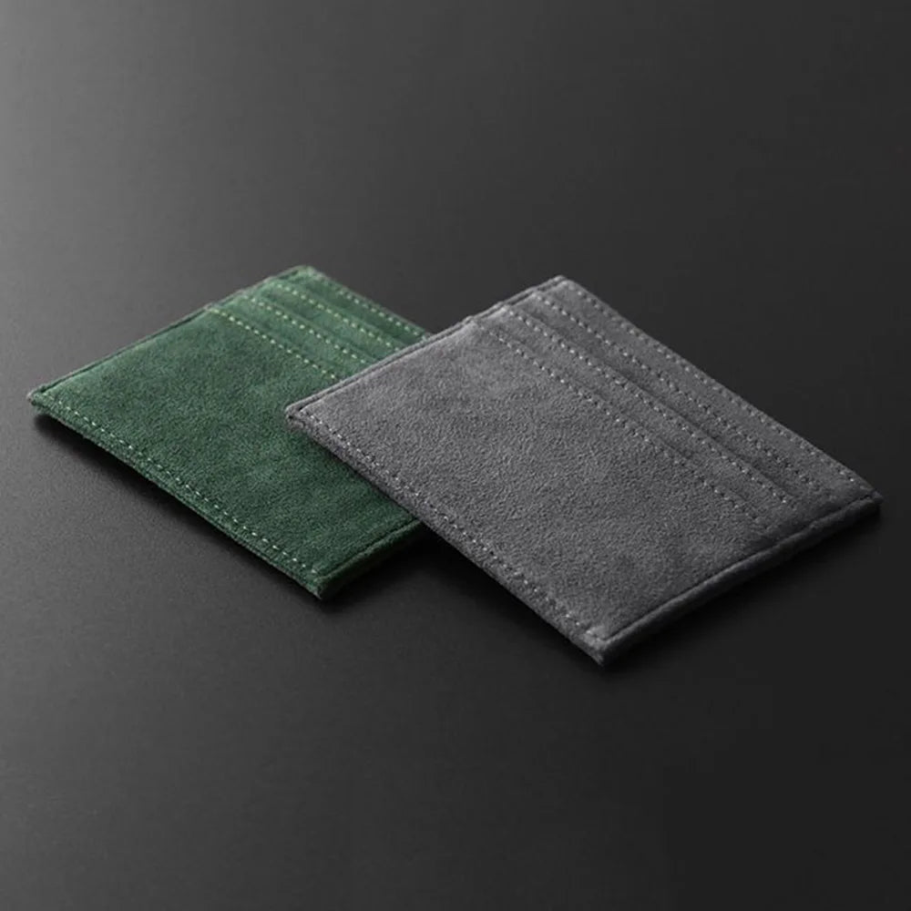 Slim Suede Leather Card Holder — Minimalist Multi-Slot Wallet