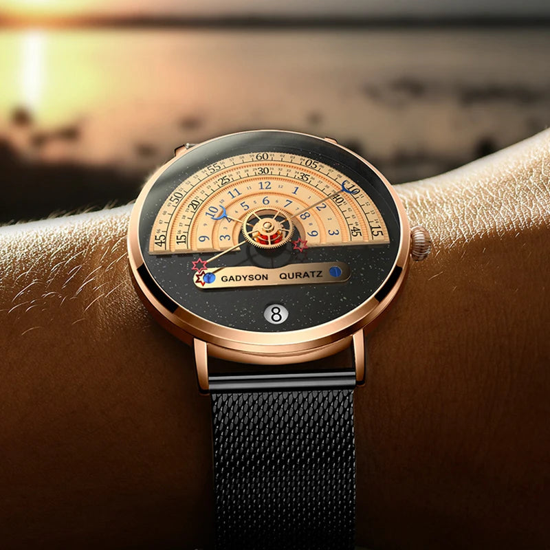 Men's Business Quartz Watch — Fashionable Stainless Steel Wristwatch with Auto Date