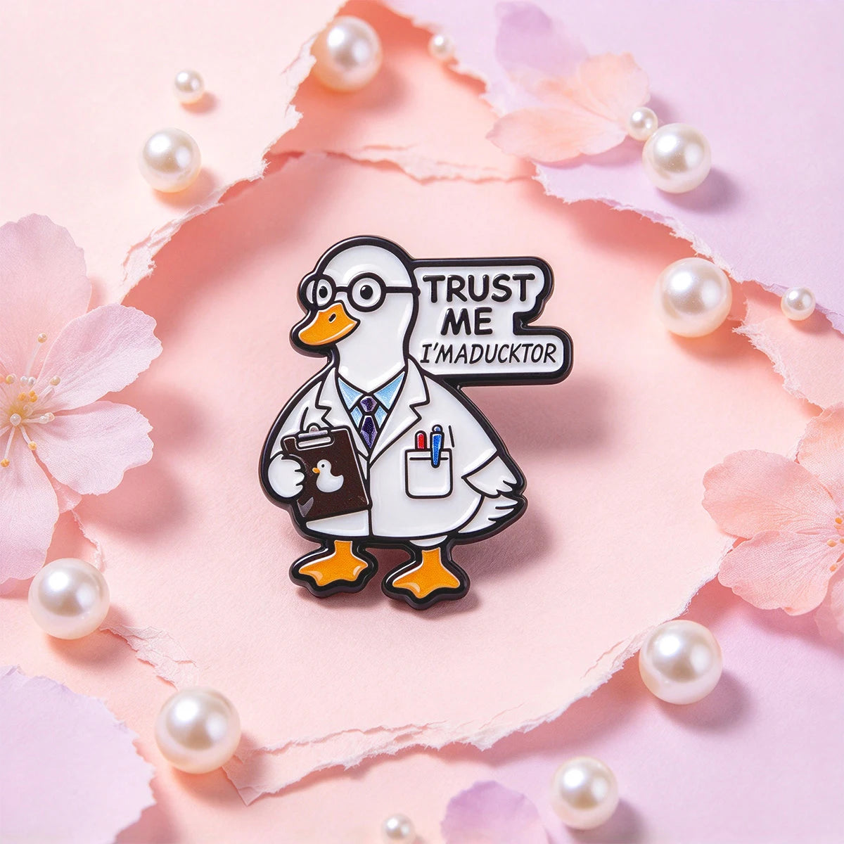 Duck Doctor Enamel Pin — Cute Animal Medical Themed Brooch