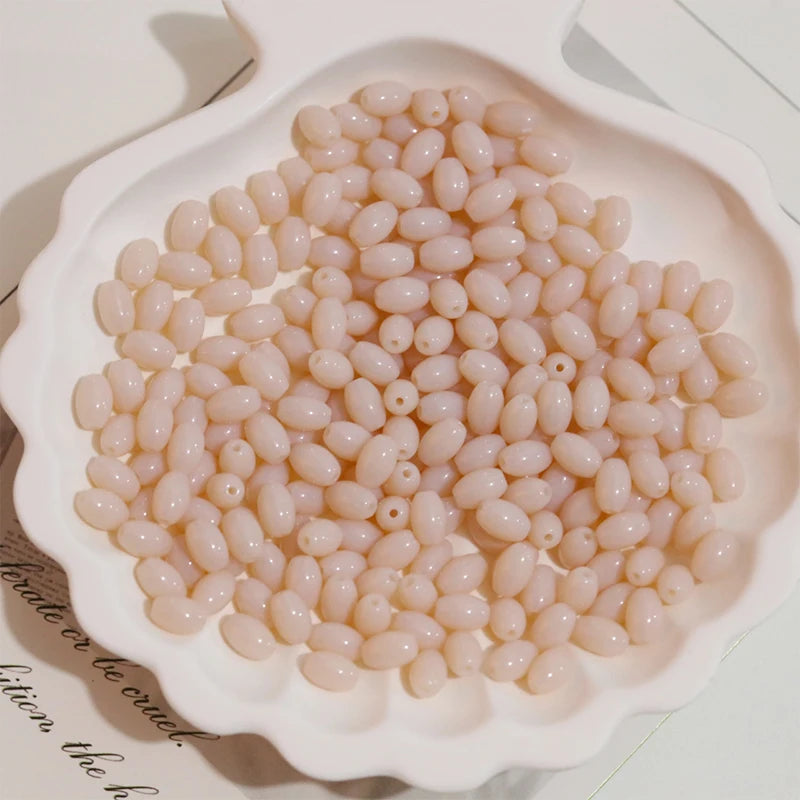 Oval Glass Rice Spacer Beads — Solid Color Jewelry Making Supplies