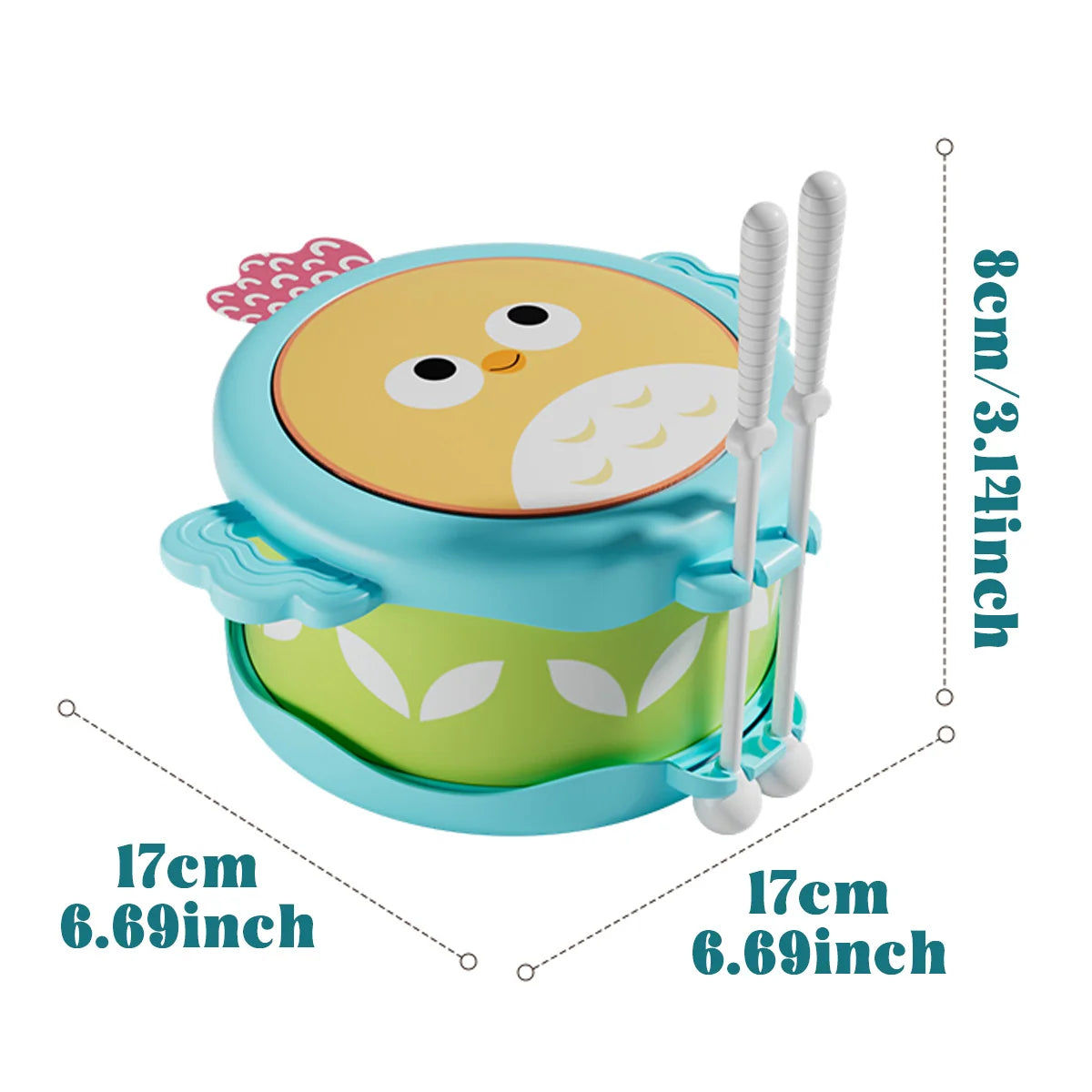Owl Double Sided Drum — Educational Musical Instrument for Kids