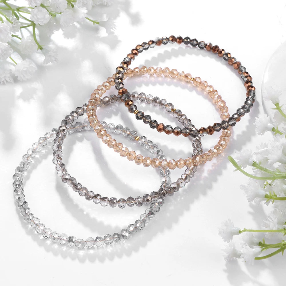 vinswet Crystal Bead Bracelet Set — Elegant Gold Tone Jewelry for Women