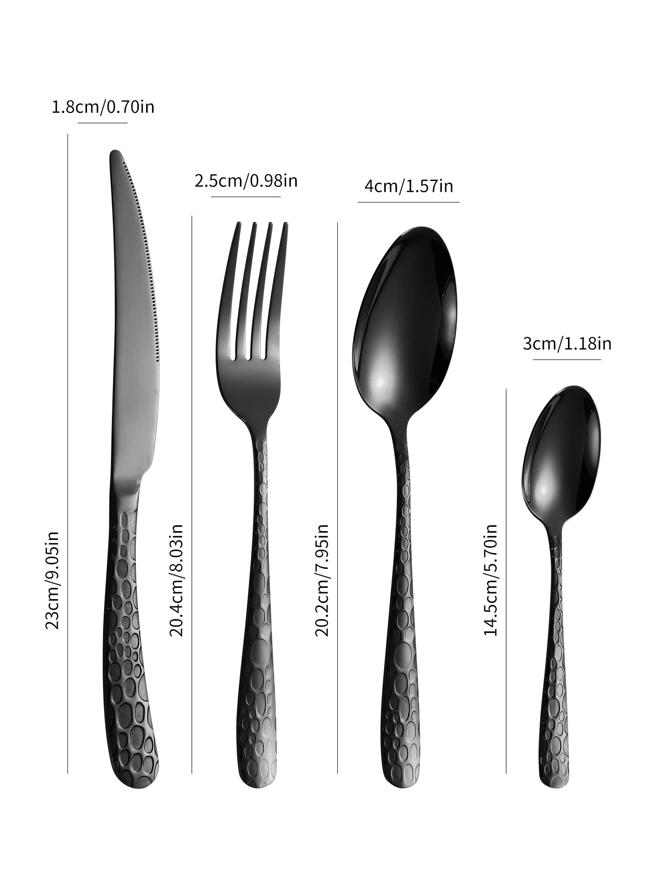 Black Stainless Steel Cutlery Set — Modern Knife Fork and Spoon Utensils
