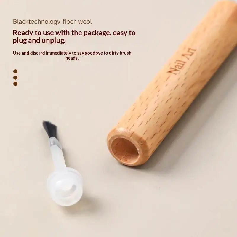 BMPEIC Nail Art Brush Set — Detachable Wooden Handle & Replacement Heads