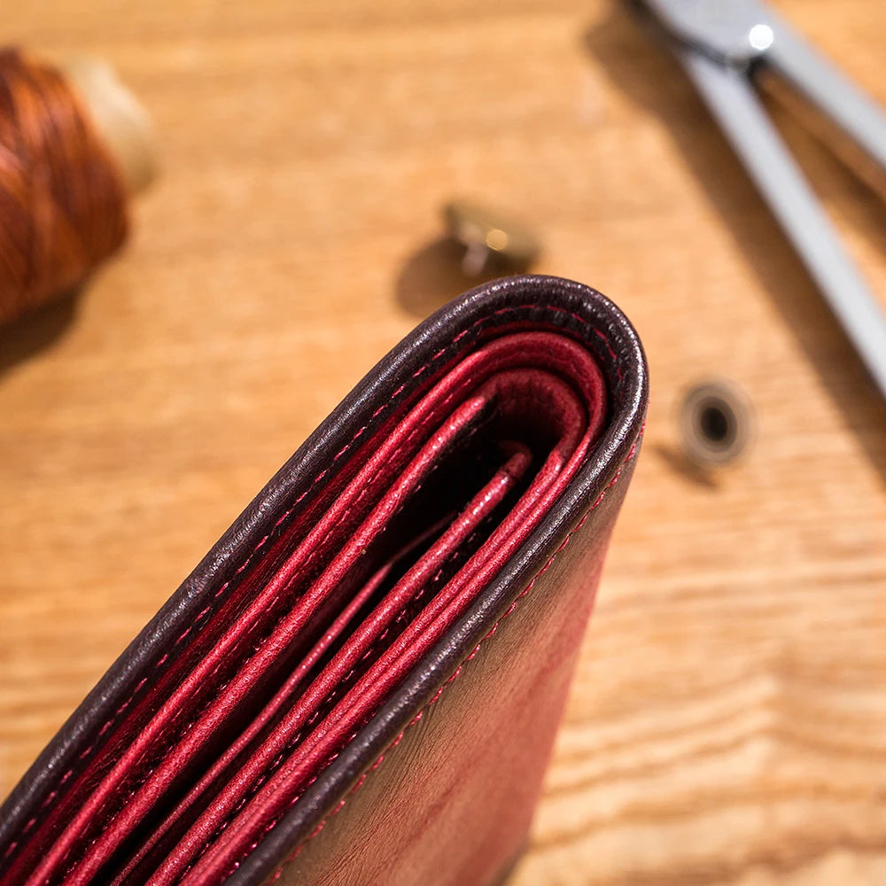 LUKZIJAES Genuine Leather Men's Wallet — Slim Retro Bifold with RFID Protection