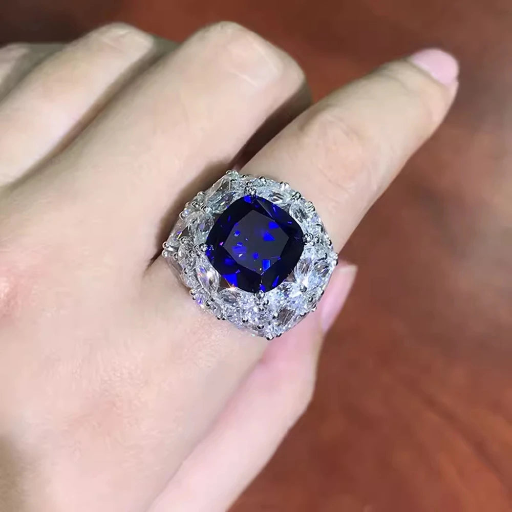 Wong Rain Sapphire Cocktail Ring — 925 Sterling Silver Vintage Style
