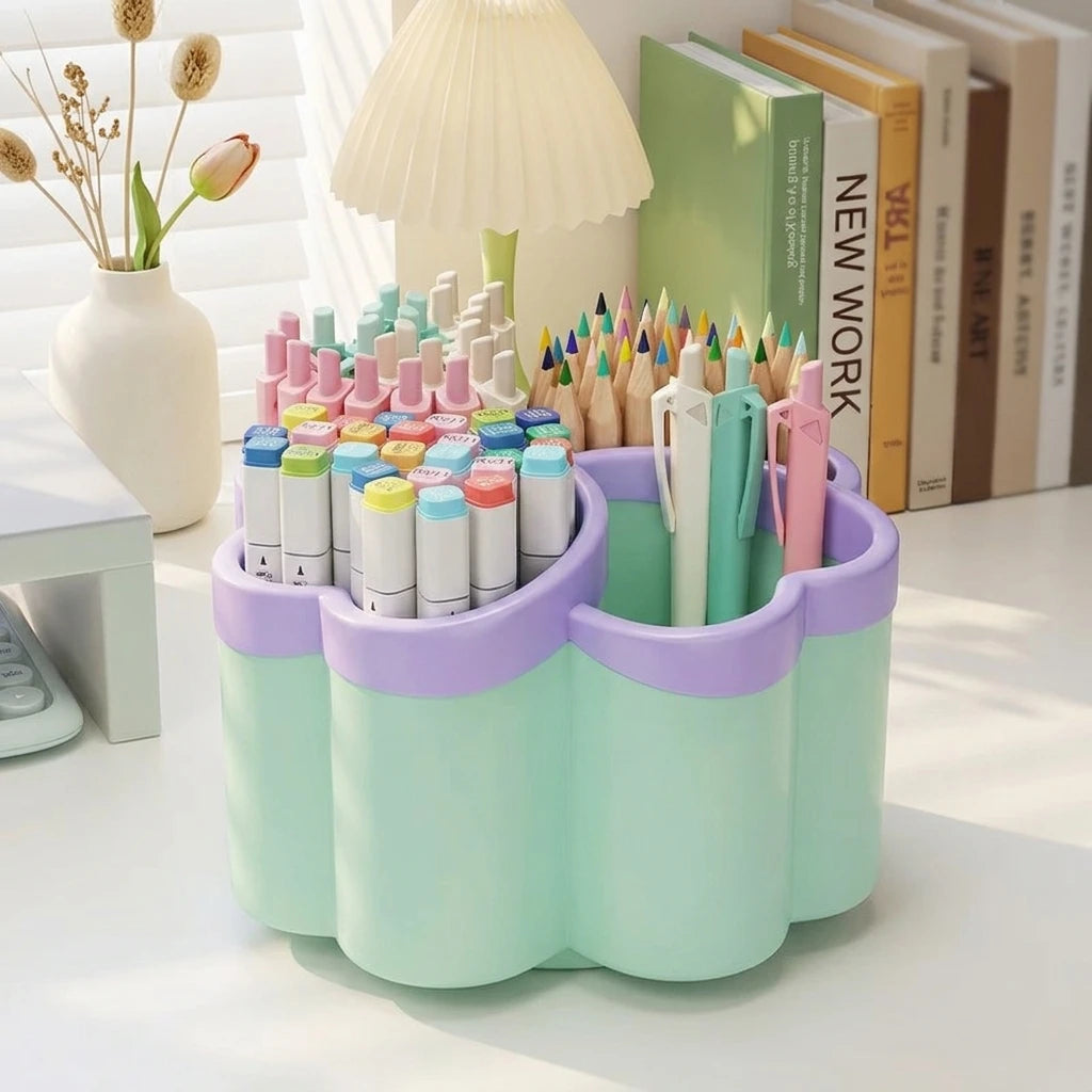 Desktop Storage Organizer — 4 Compartment Stationery Holder for Office