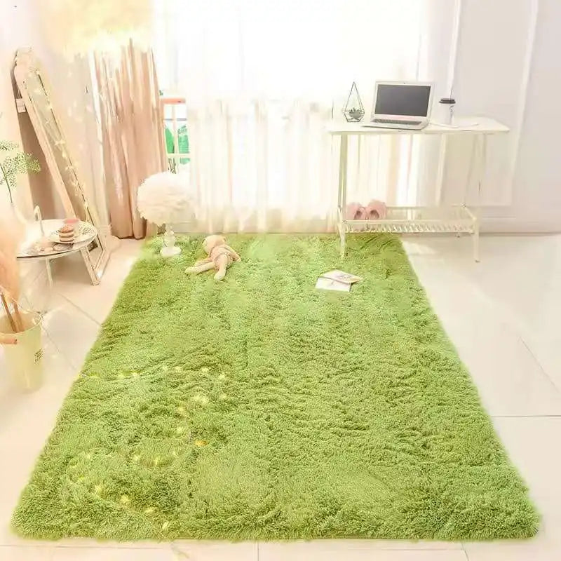 VIKAMA Tie-Dyed Fluffy Carpet — Plush Bedside Rug & Living Room Mat