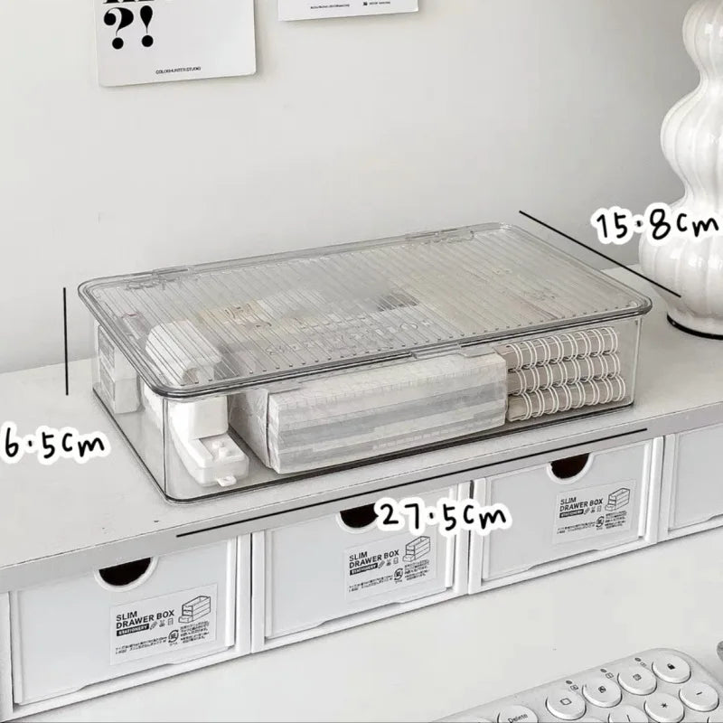 YIYUEQIANLI Desktop Storage Box — Transparent Organizer with Lid