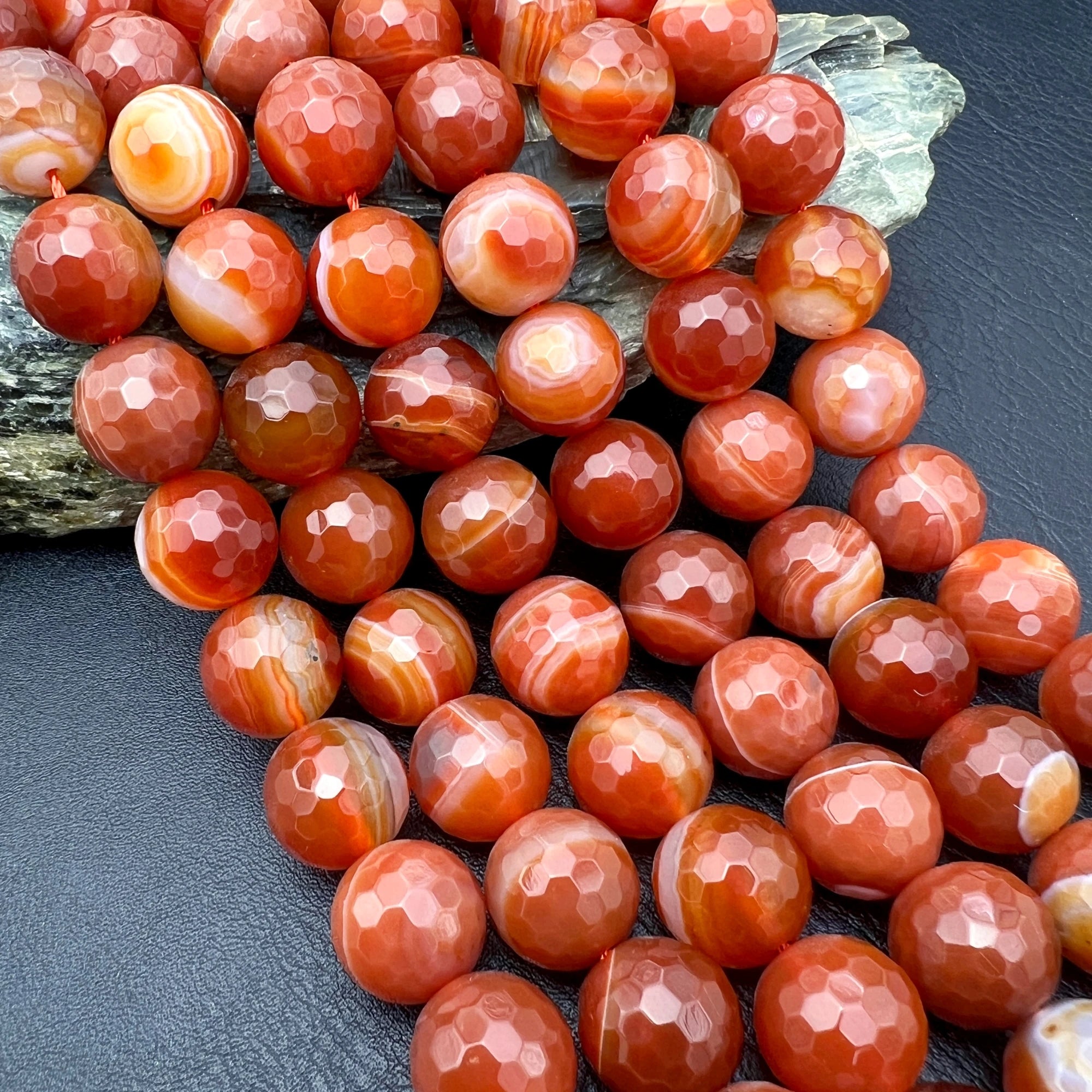 MARUCOL Natural Red Agate Faceted Beads — 14mm Loose Stone Nuggets for Jewelry Making