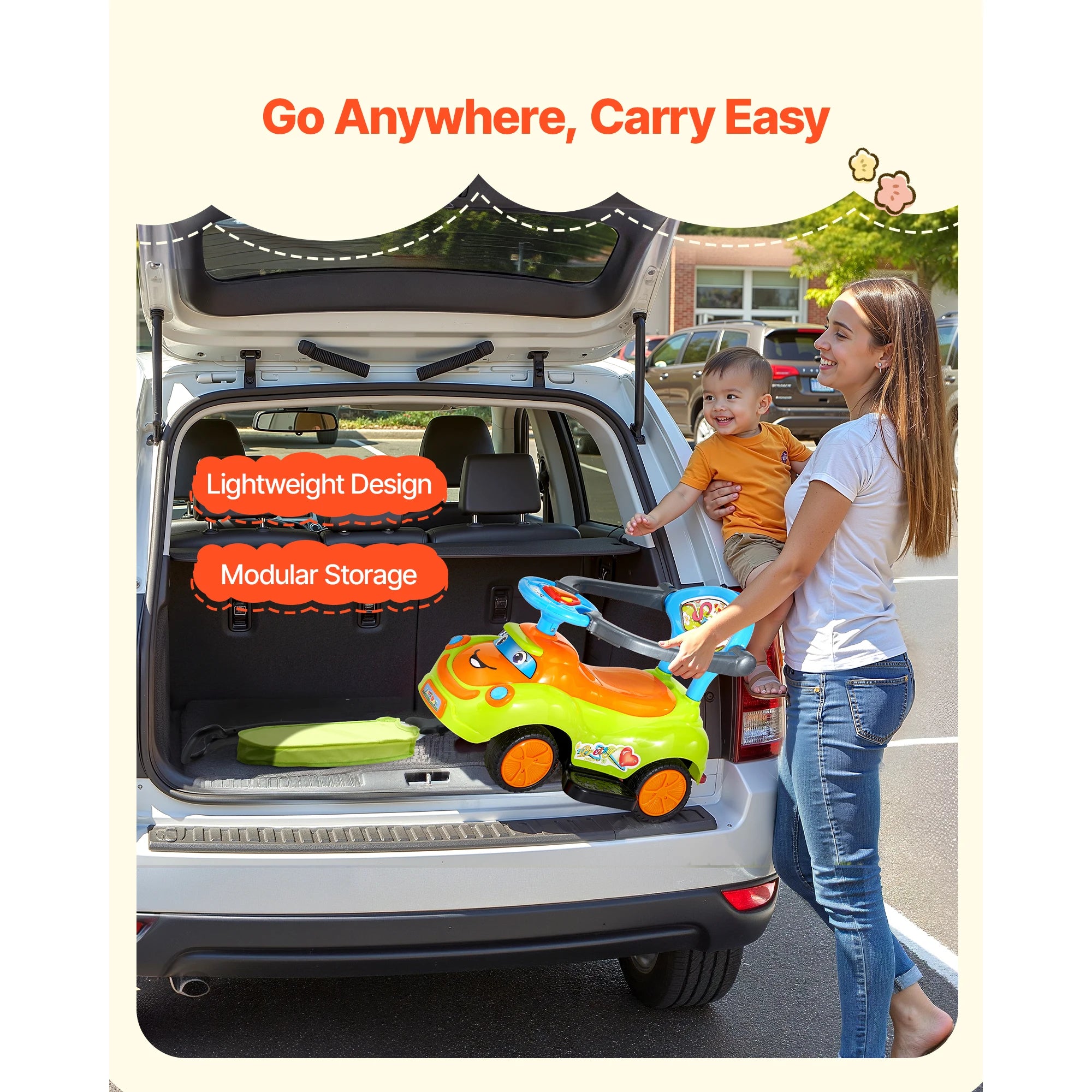SucceBuy 3-in-1 Ride On Push Car — Toddler Walker & Driving Toy