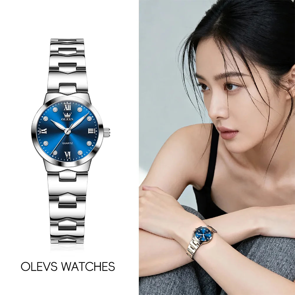 OLEVS 3735 Quartz Women's Watch — Elegant Stainless Steel Band & Gift Box