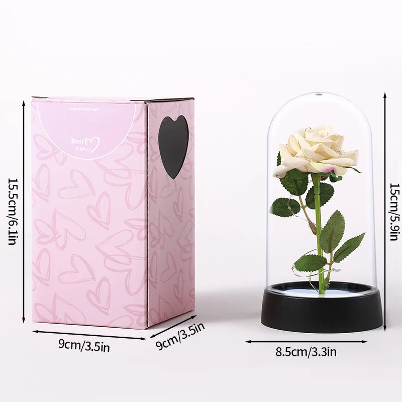 Eternal Rose in Glass Dome — LED Light Decorative Flower Gift