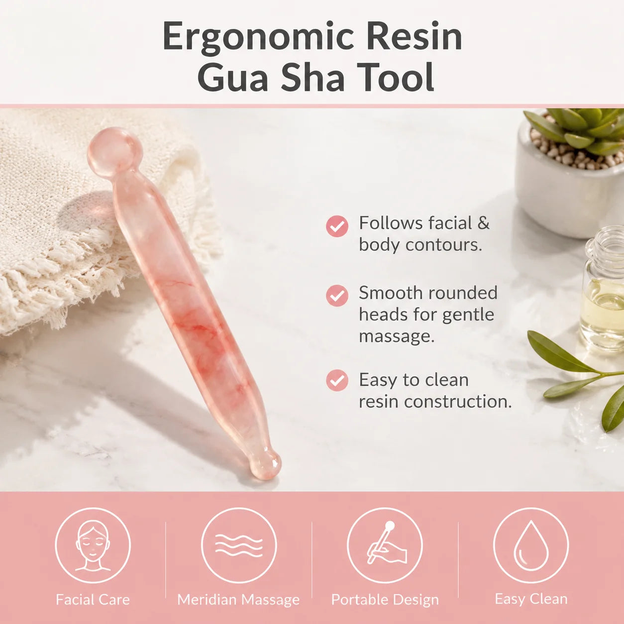 DKSHETOY Facial Gua Sha Massage Tool — Ergonomic Resin Beauty Stick