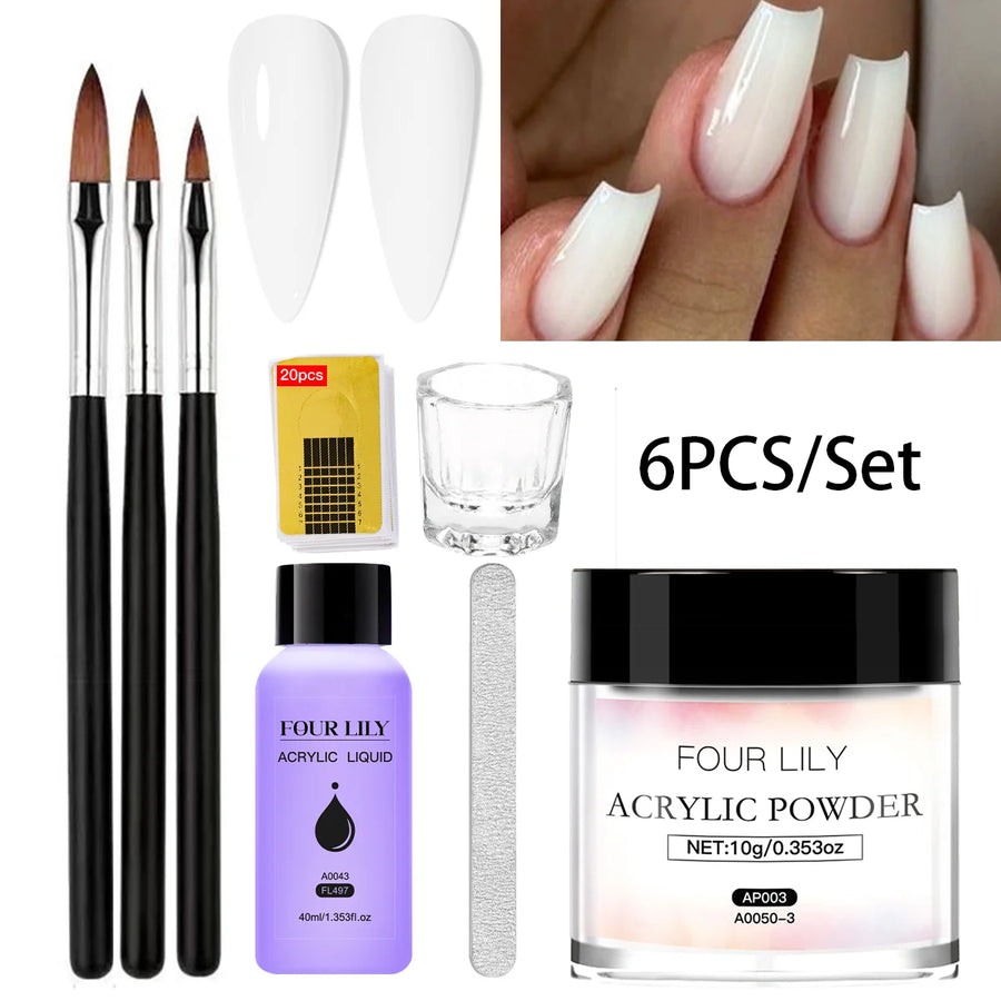 Four Lily Nail Acrylic Powder & Liquid Set — Professional Extension Kit