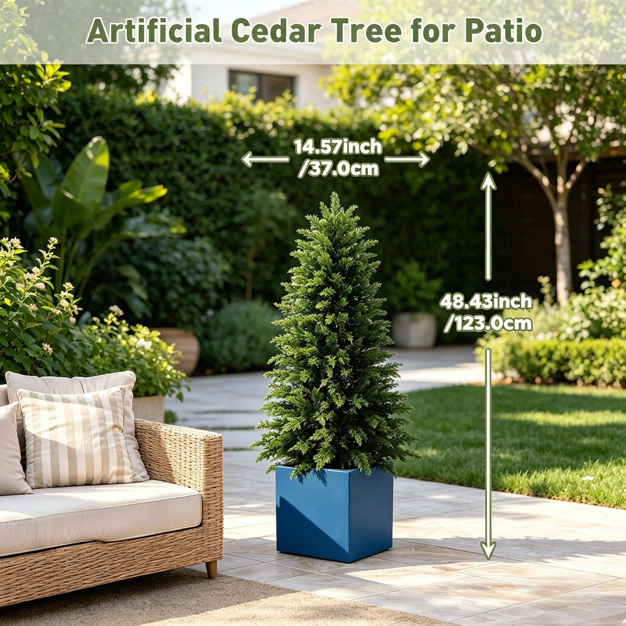 Artificial Cedar Topiary Trees — UV-Resistant Faux Evergreen Decor