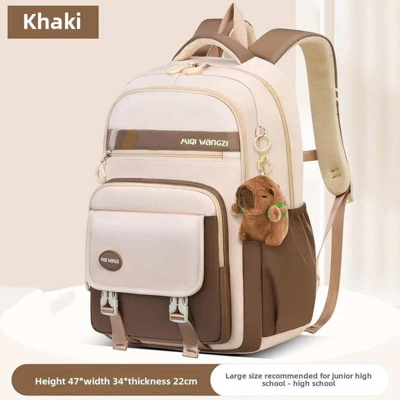 Kawaii Kids School Backpack — Waterproof Nylon Schoolbag with Cute Pendant