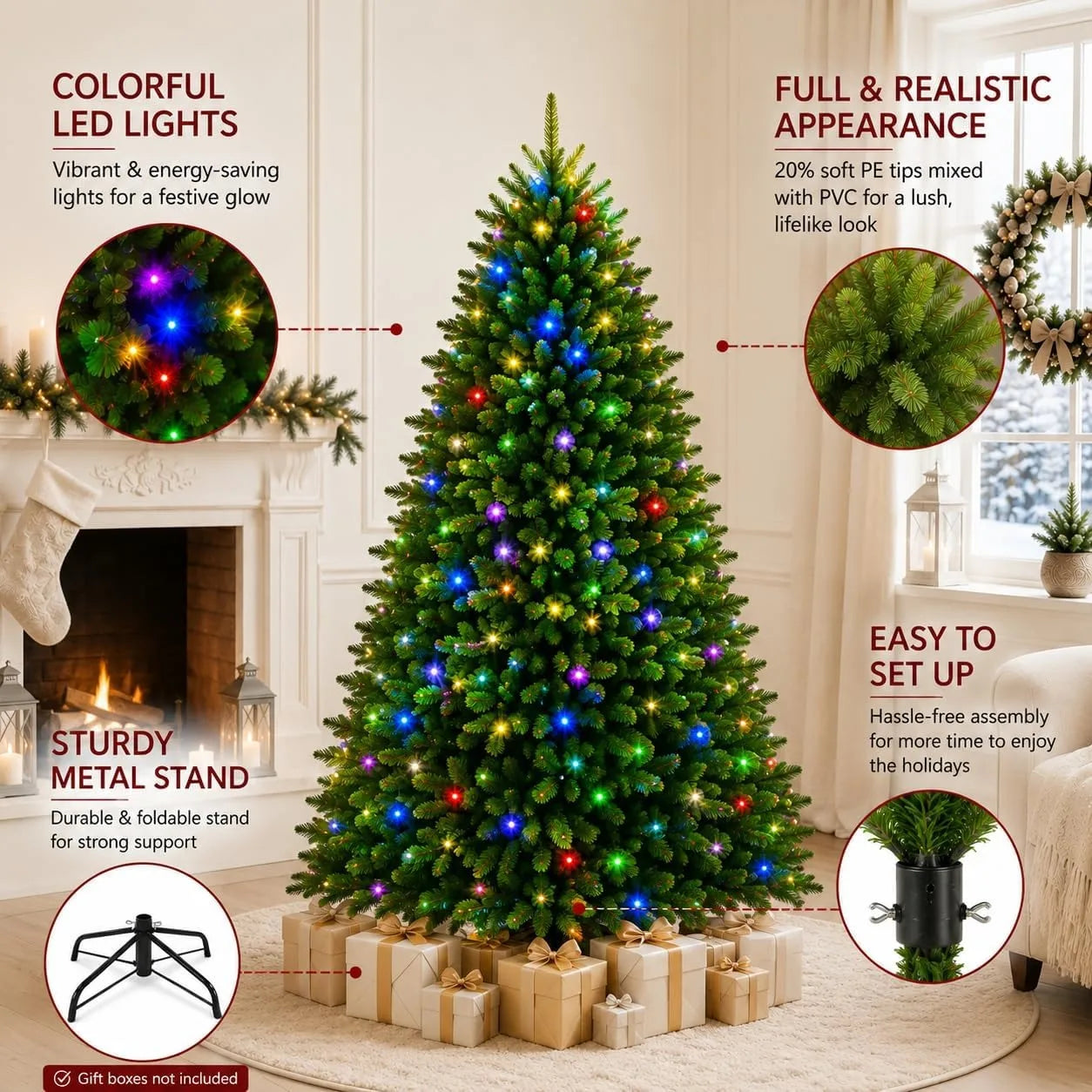 ANIXOL Artificial Christmas Tree — Full Layered Profile for Holiday Decor