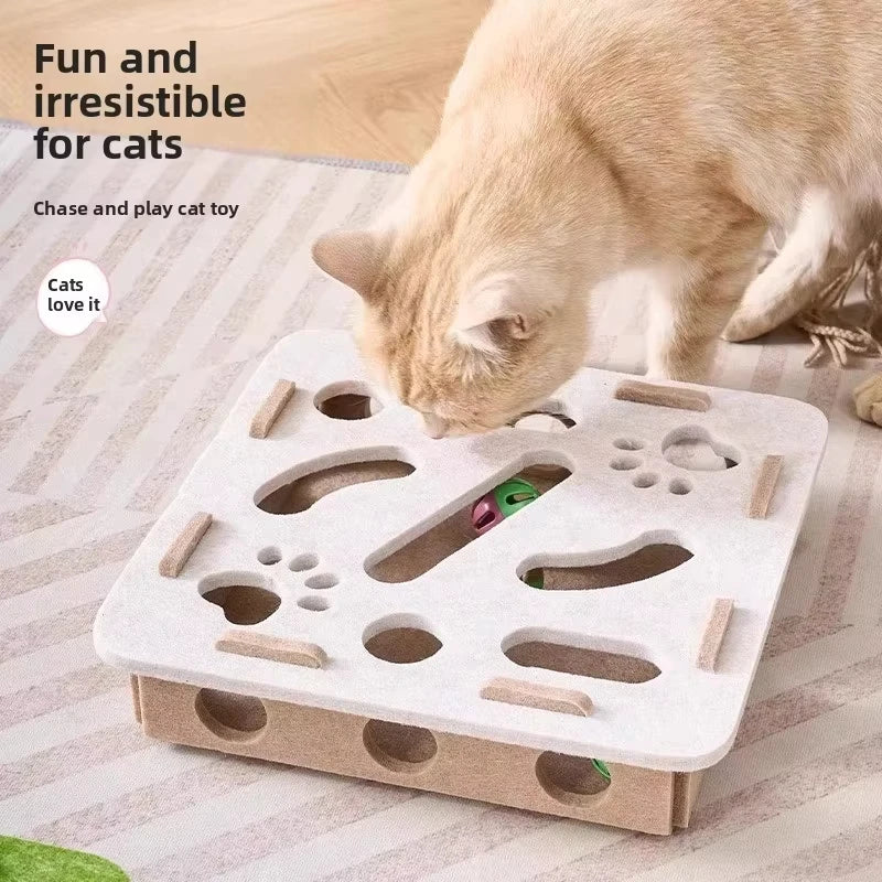 Interactive Felt Cat Puzzle Box — Indoor Exercise & Mental Stimulation Toy