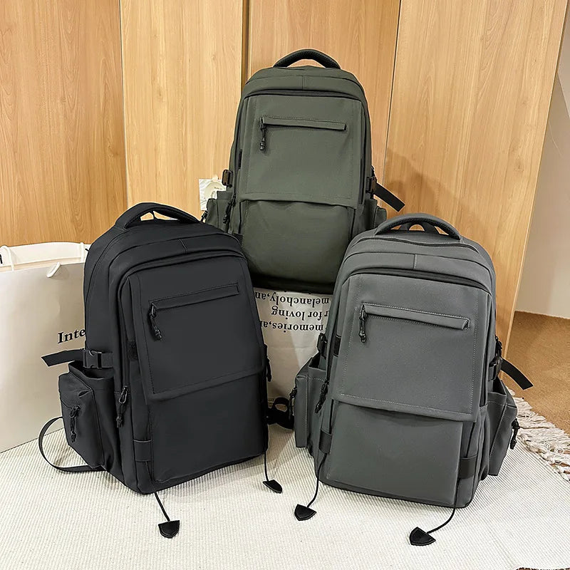 Large Capacity Denim Backpack — Stylish Multi-Pocket Laptop Bag