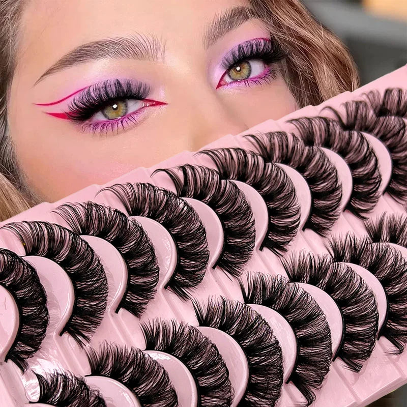 DINGSEN Dramatic False Eyelashes — Fluffy DD Curl Strip Lashes, 10 Pairs