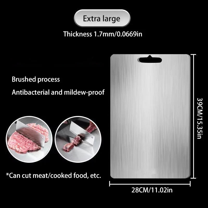 Stainless Steel Cutting Board — Durable Double-Sided Kitchen Prep Surface