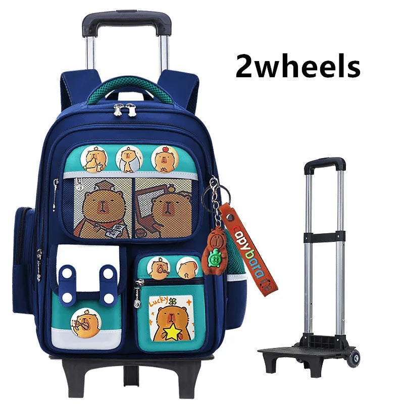 Kids Rolling School Bag — High Capacity Trolley Backpack with Wheels