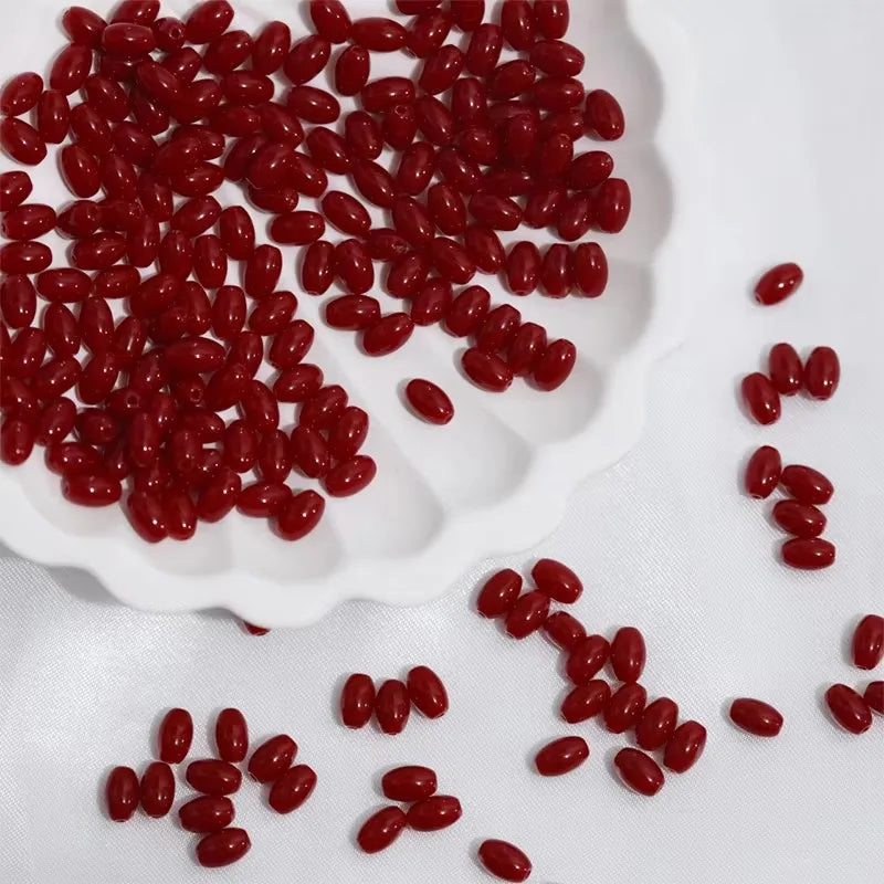 Oval Glass Rice Spacer Beads — Solid Color Jewelry Making Supplies