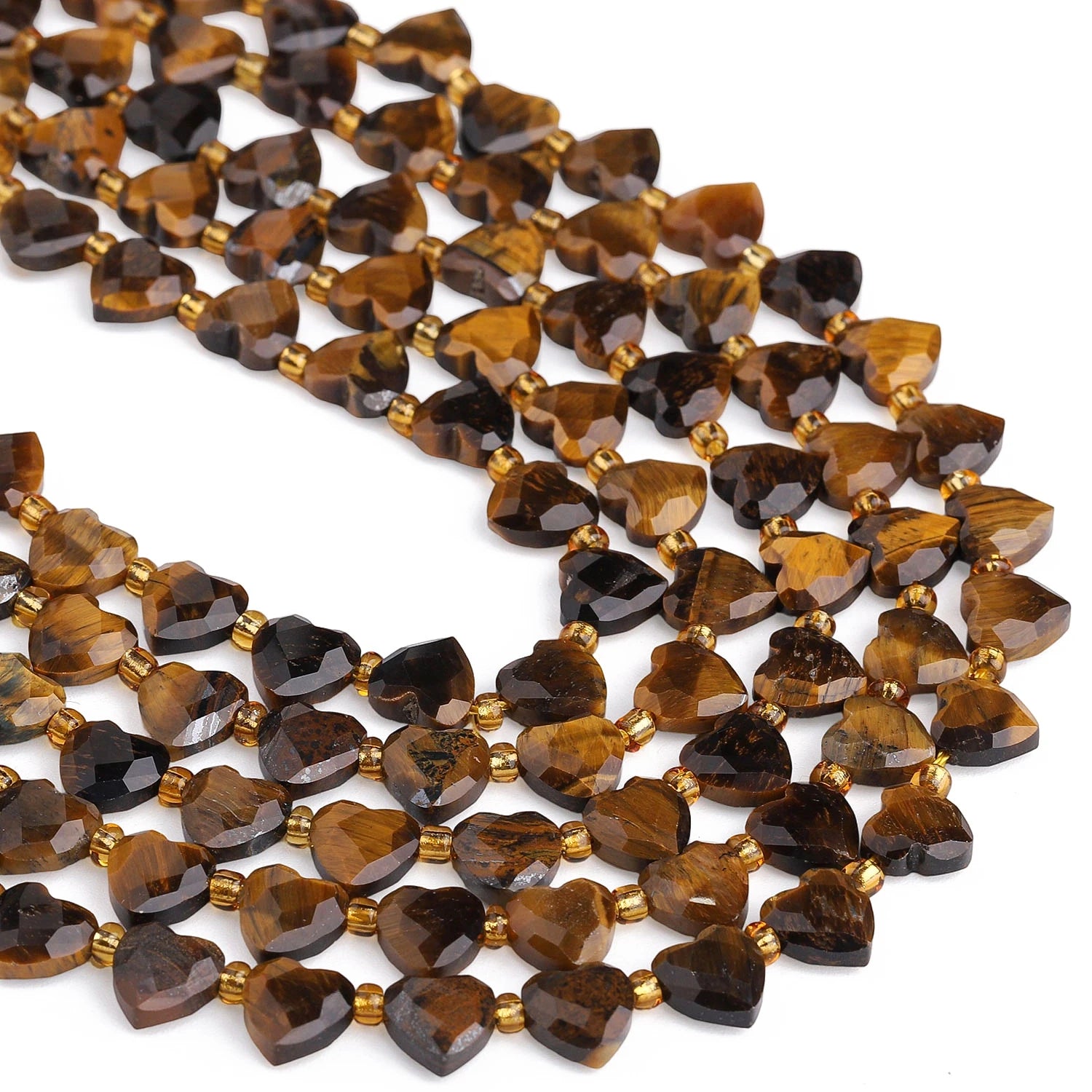 Natural Faceted Heart Stone Beads — DIY Jewelry Making Supplies, 8mm