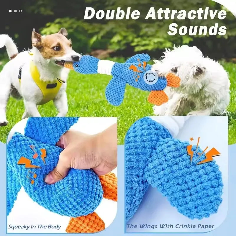 Plush Goose Pet Toy — Squeaky & Crinkly Chew Toy for Dogs and Cats