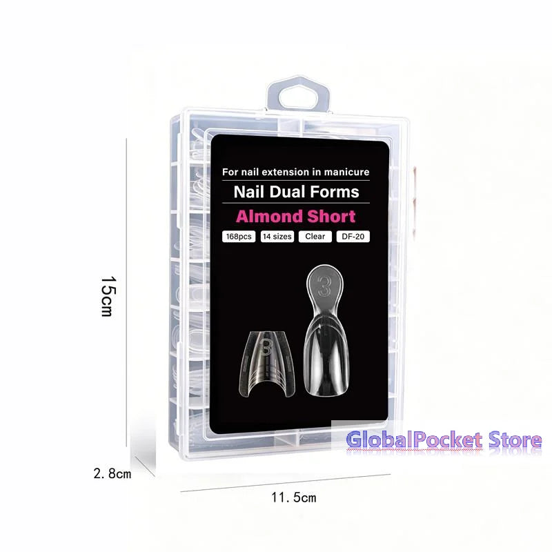 Dual-Form Nail Extension Set — 168 Piece Clear Gel Molds for DIY Manicures