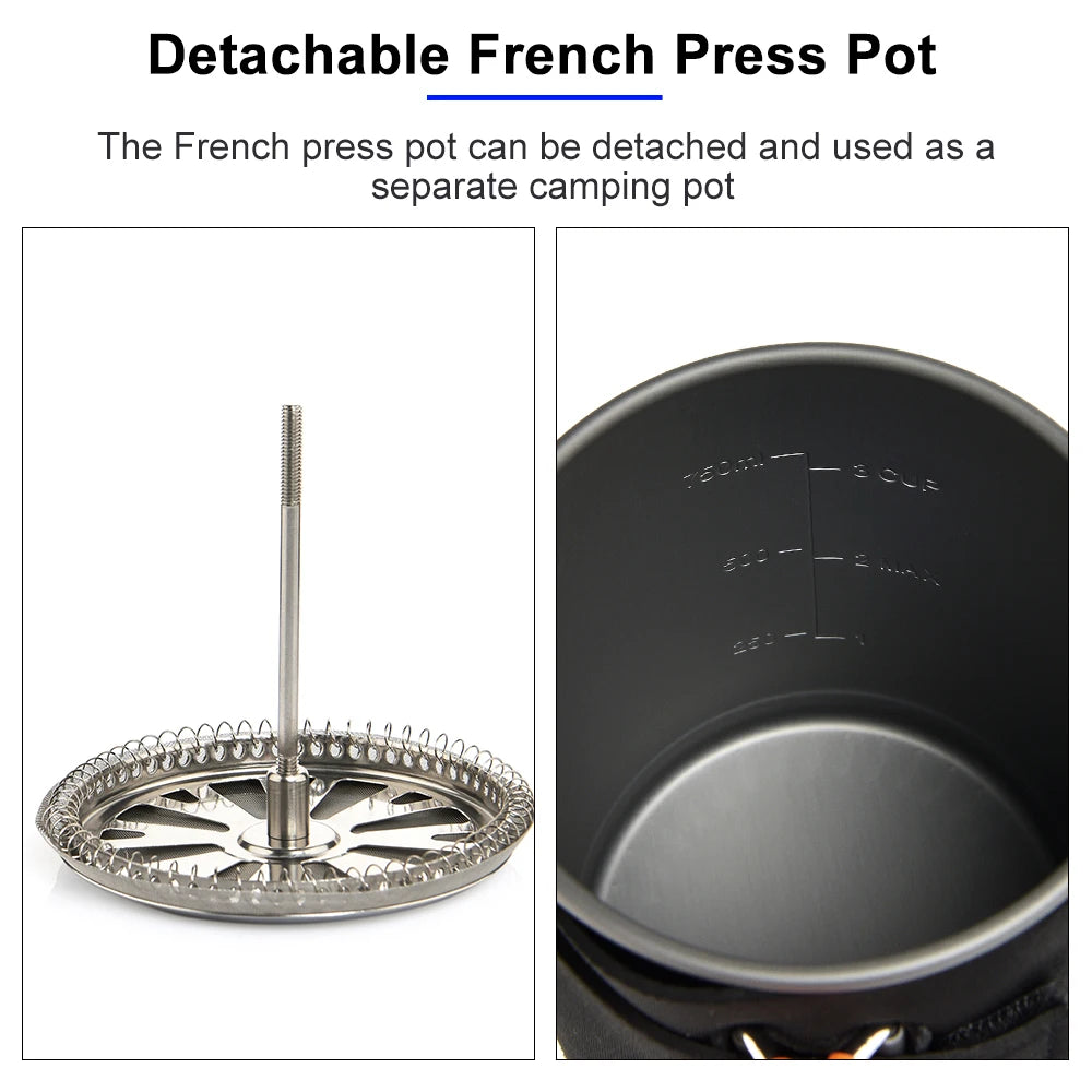 Widesea Camping Cooking System — Portable Gas Stove & Coffee Pot Set