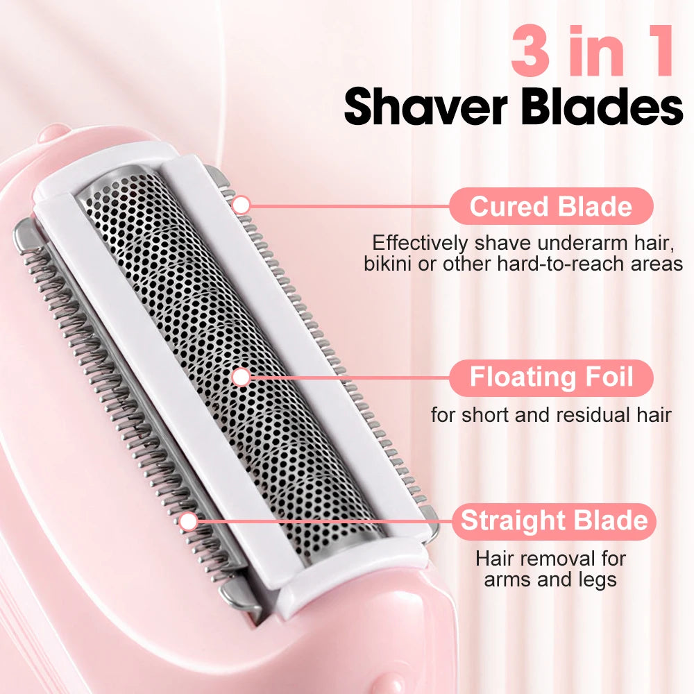 Hailicare Women's Electric Shaver — Portable 3-in-1 Mini Razor for Whole Body