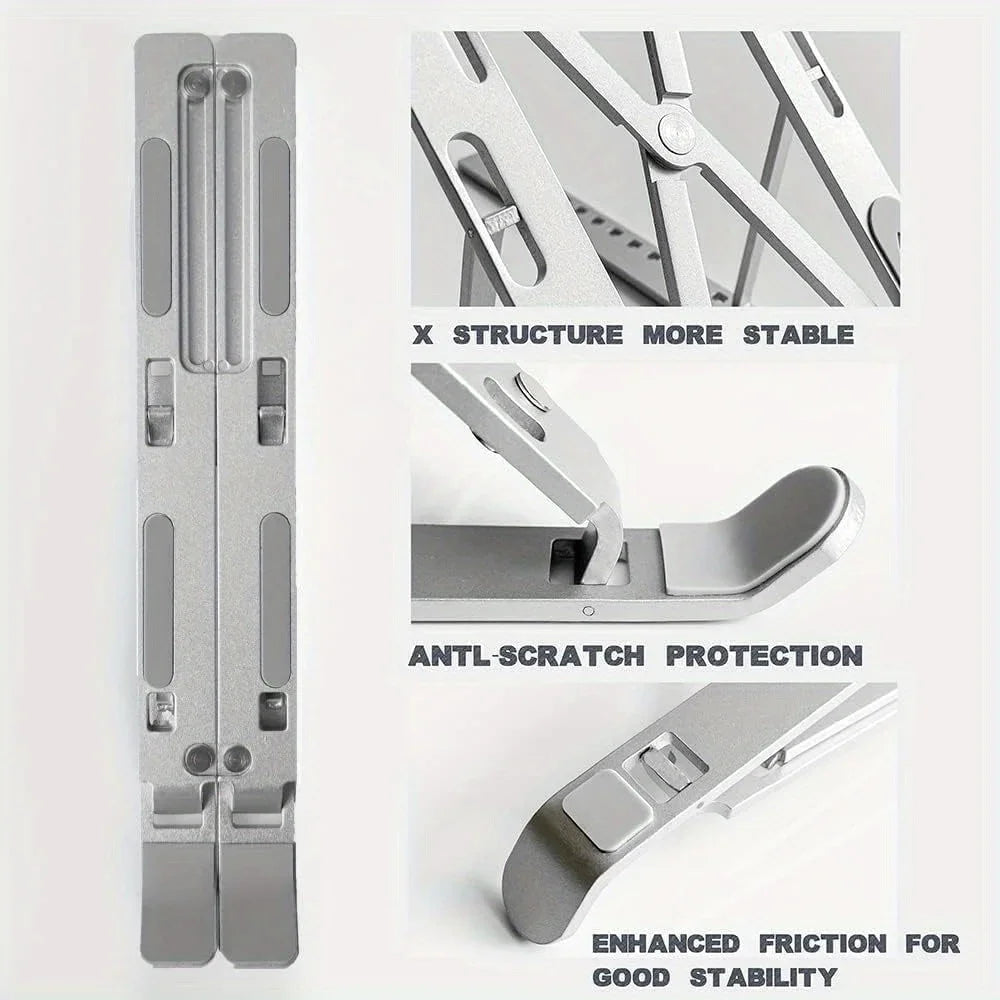 Adjustable Aluminum Laptop Stand — Ergonomic Foldable Notebook Holder