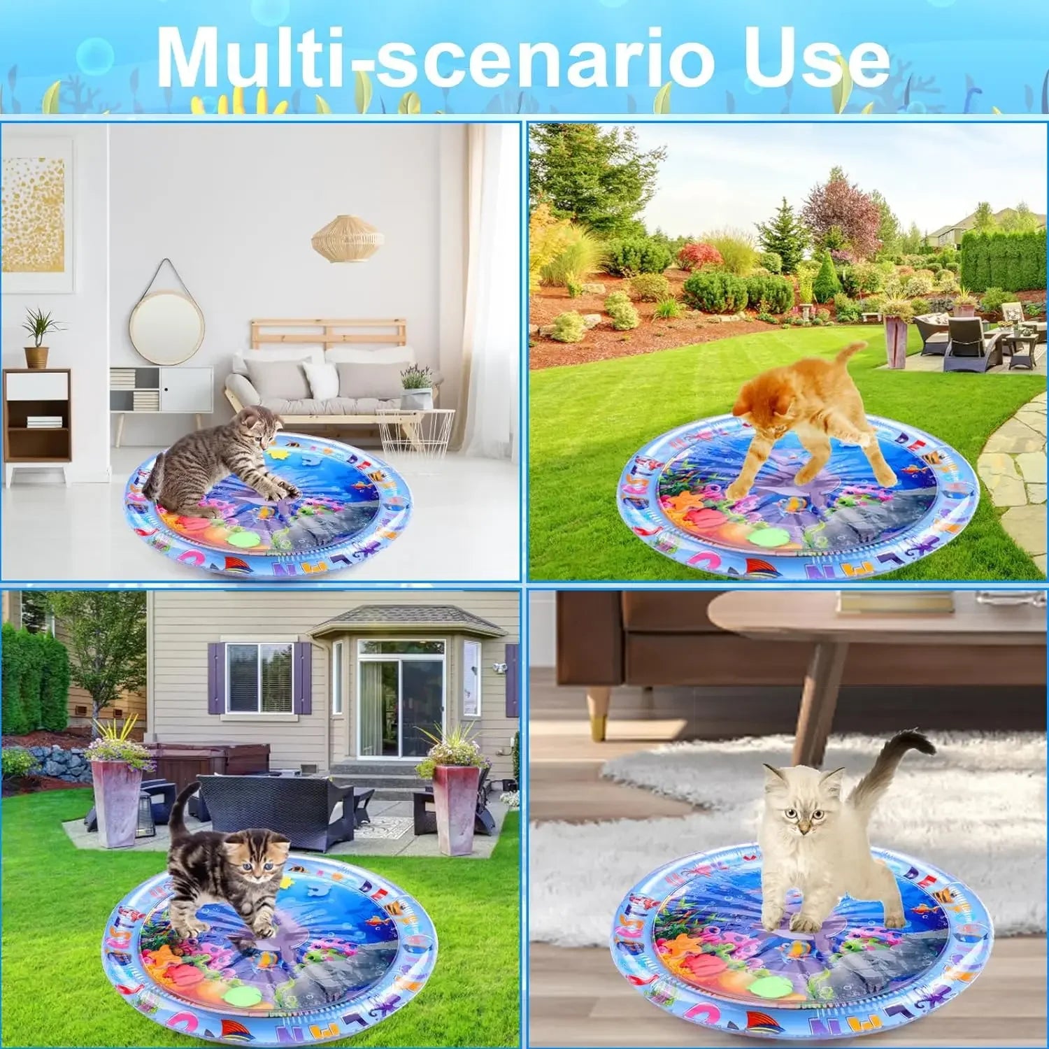 Inflatable Water Sensory Play Mat — Ocean Theme Pet Activity Mat