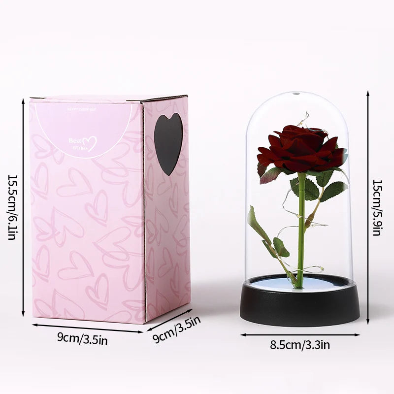 Eternal Rose in Glass Dome — LED Light Decorative Flower Gift