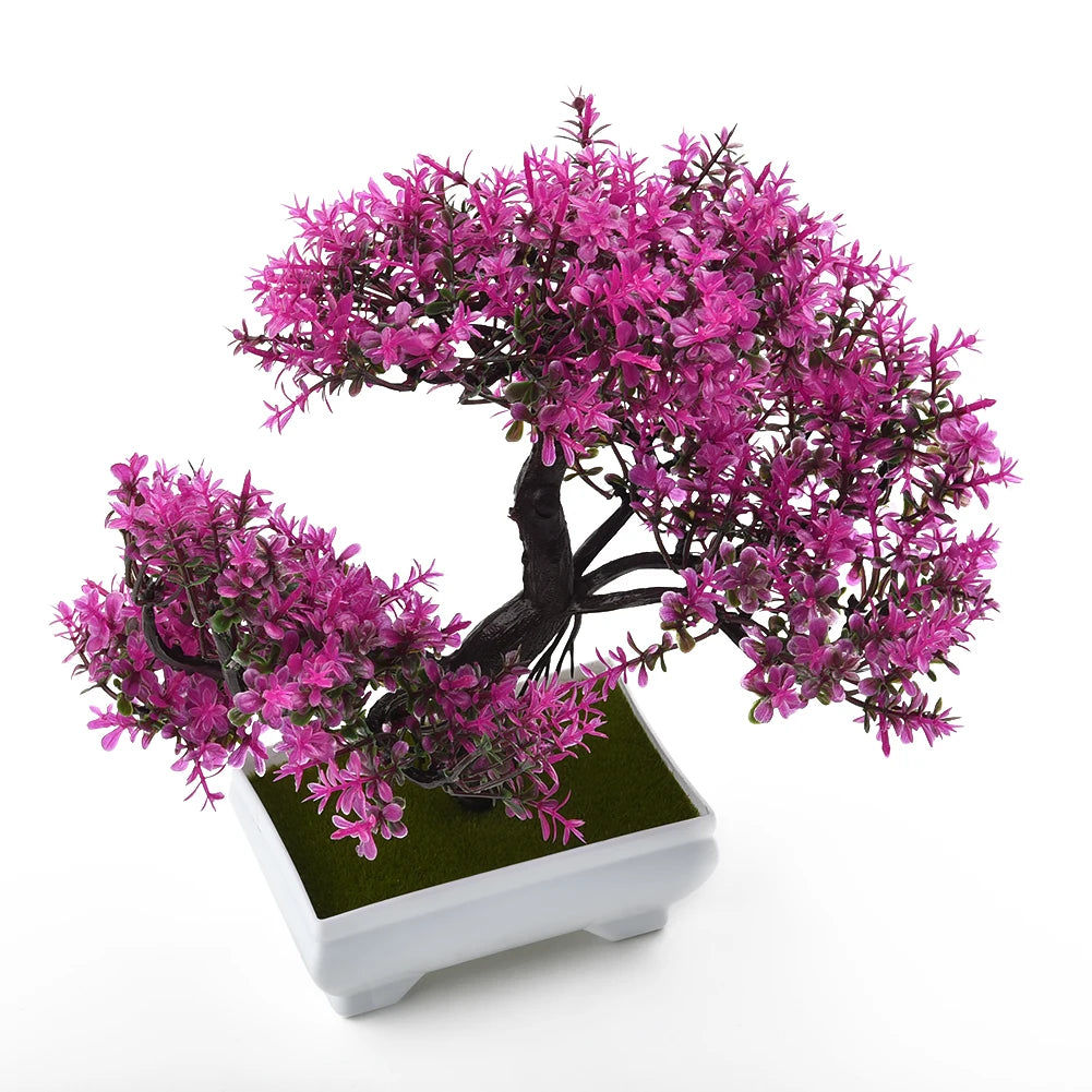 Artificial Bonsai Potted Plant — Realistic Small Tree Decor for Home and Office