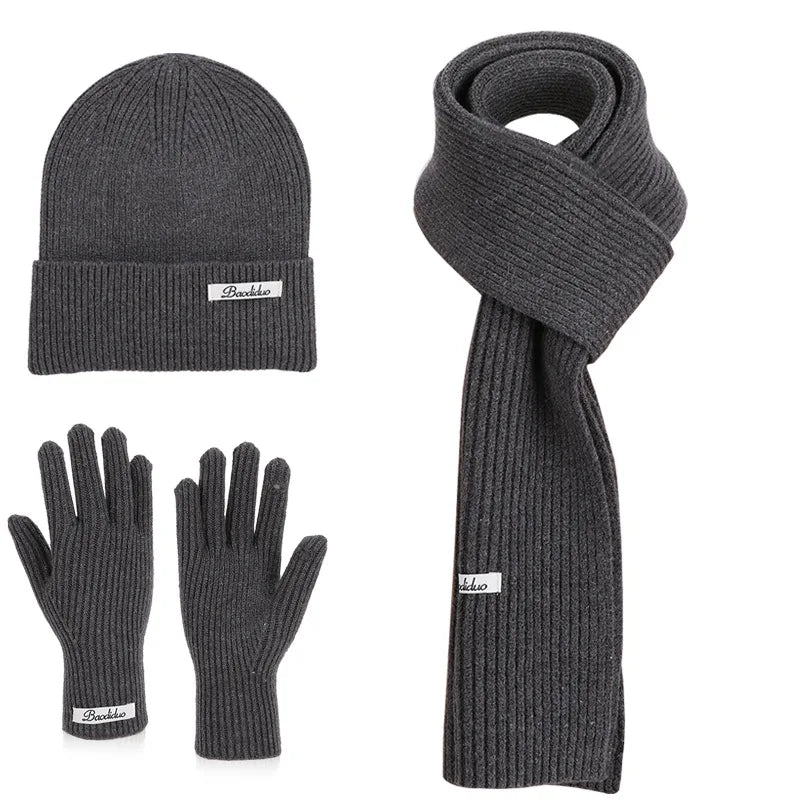 KINIJA Women's Knitted Winter Set — Warm Hat, Scarf, and Gloves Trio