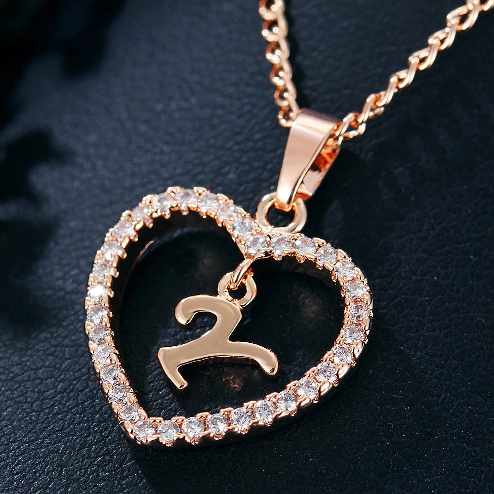 Customizable Initial Heart Pendant Necklace — Zircon Accented Jewelry
