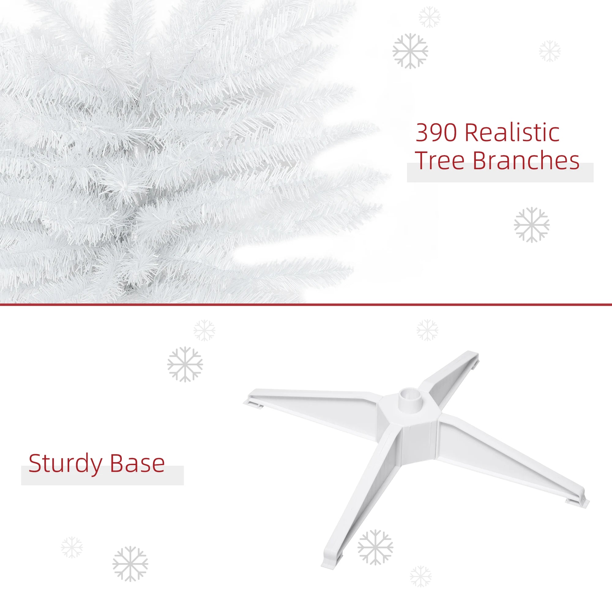 HOMCOM 6ft Artificial White Christmas Tree — Slim Pencil Style Holiday Decor