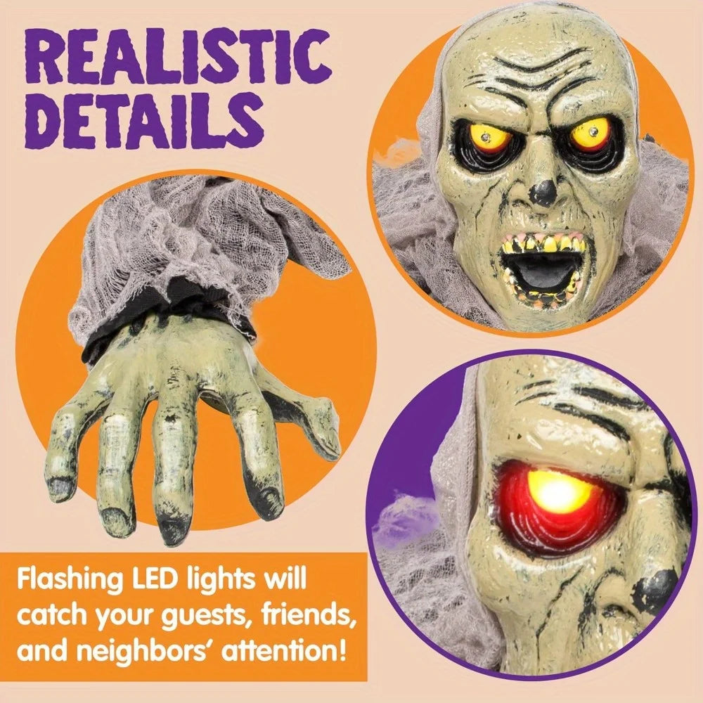 Joyfy Groundbreaker Zombie — Animated Halloween Decor with Sound and Flashing Eyes