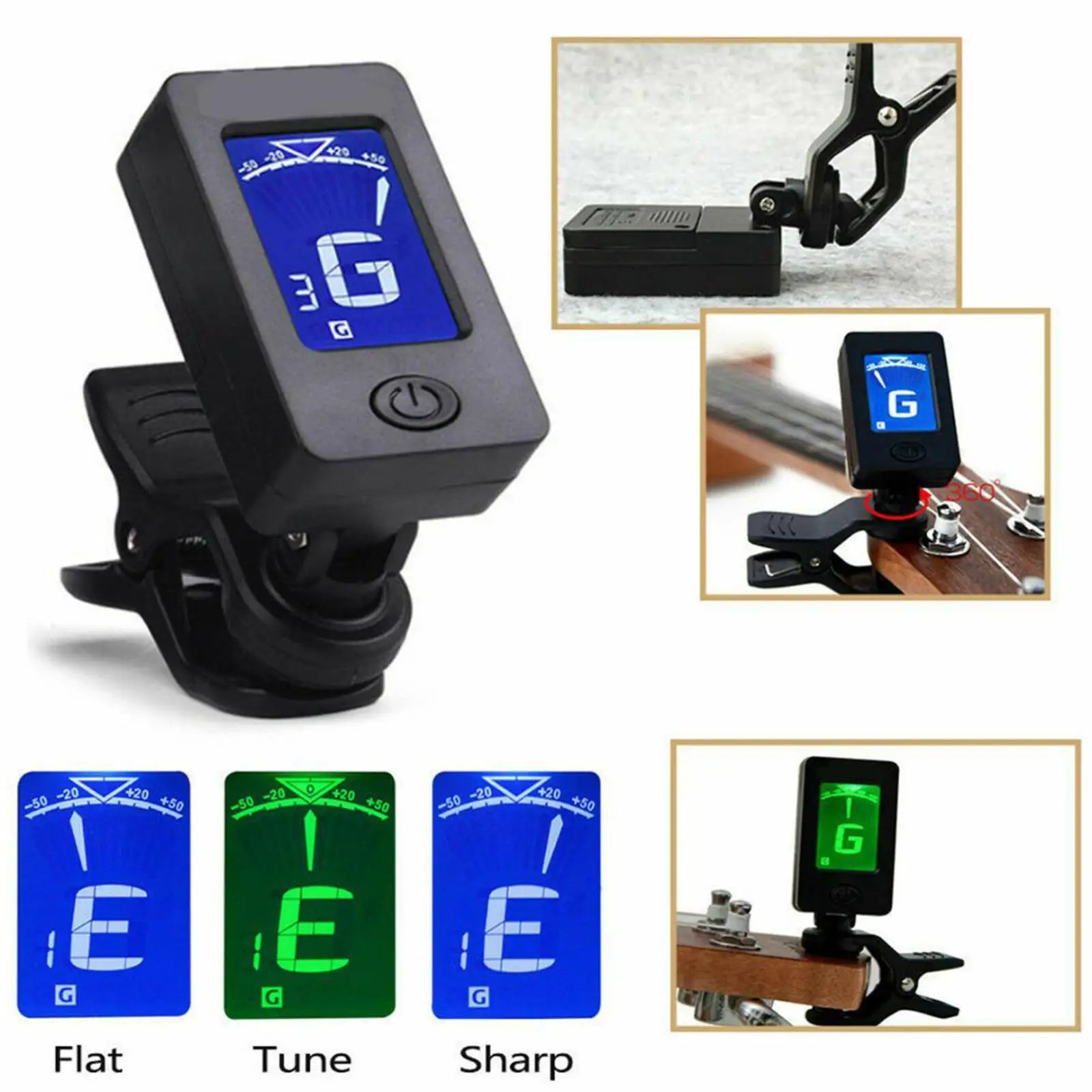 Professional Clip-On Acoustic Guitar Tuner — High Precision LCD Digital Tuner