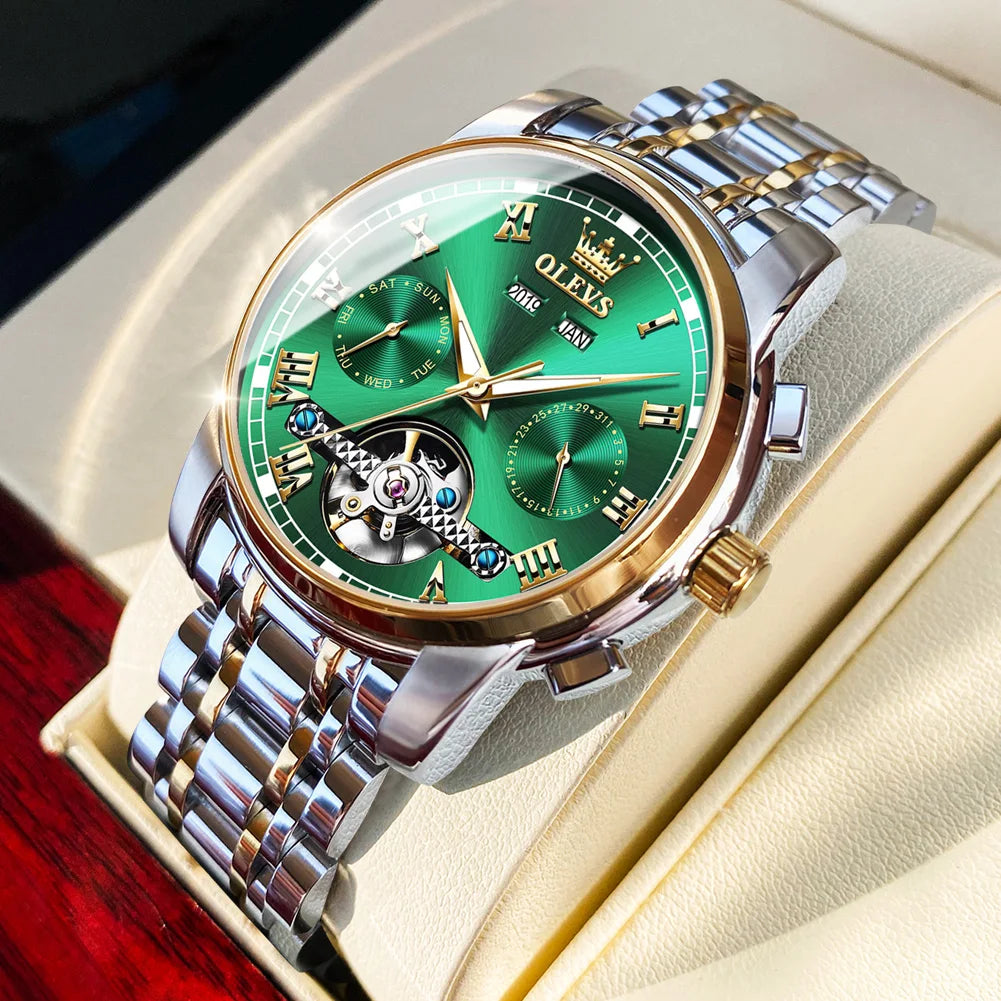 OLEVS Men's Automatic Mechanical Watch — Skeleton Business Wristwatch