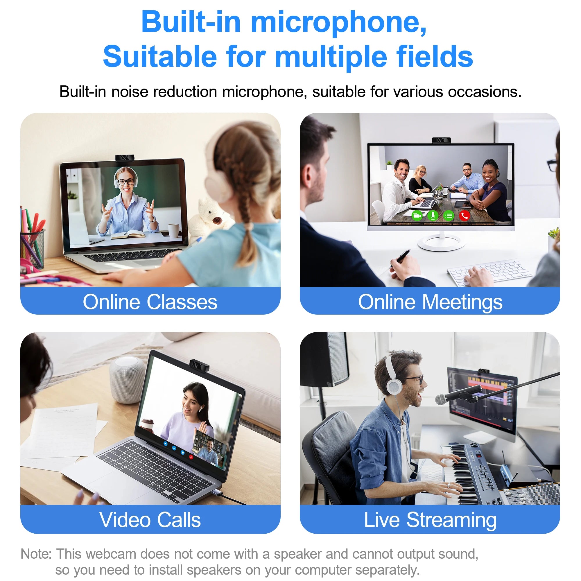 kebidumei HD 1080P Webcam — Autofocus USB Camera with Microphone