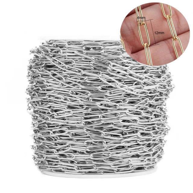 Stainless Steel Jewelry Chain — 1M Gold or Steel Link Chain for DIY Crafts