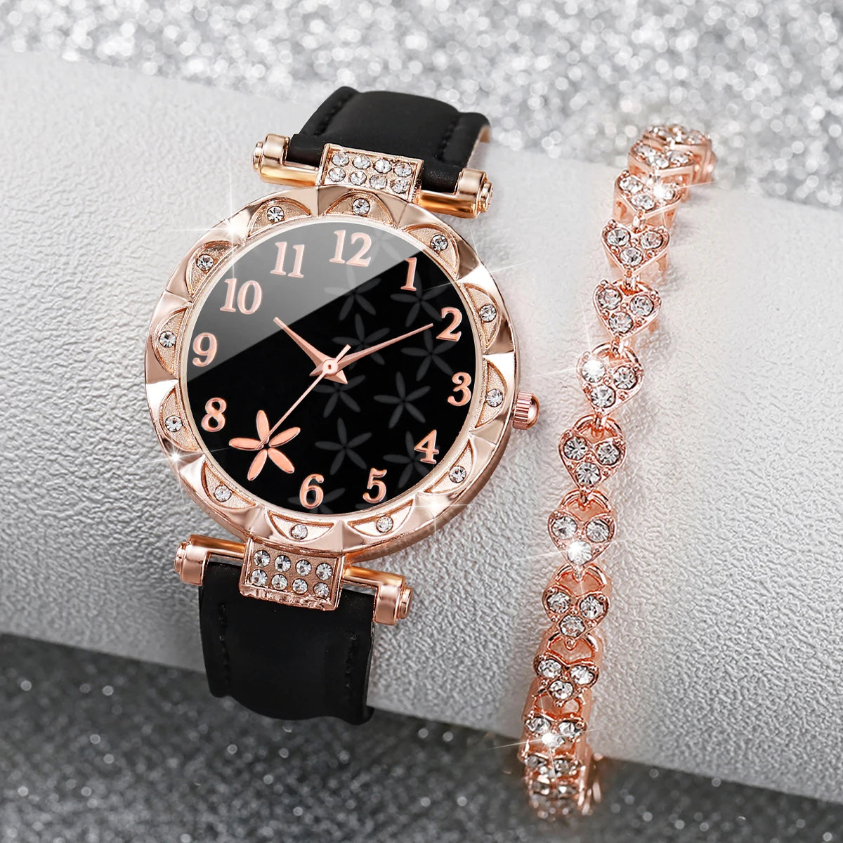 Women's Watch Set — Leather Band Quartz